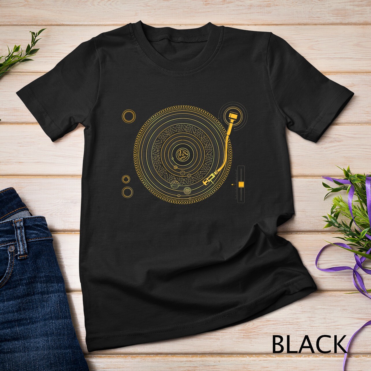 Space DJ graphic – Solar System Turntable EDM T-Shirt Unisex T-shirt