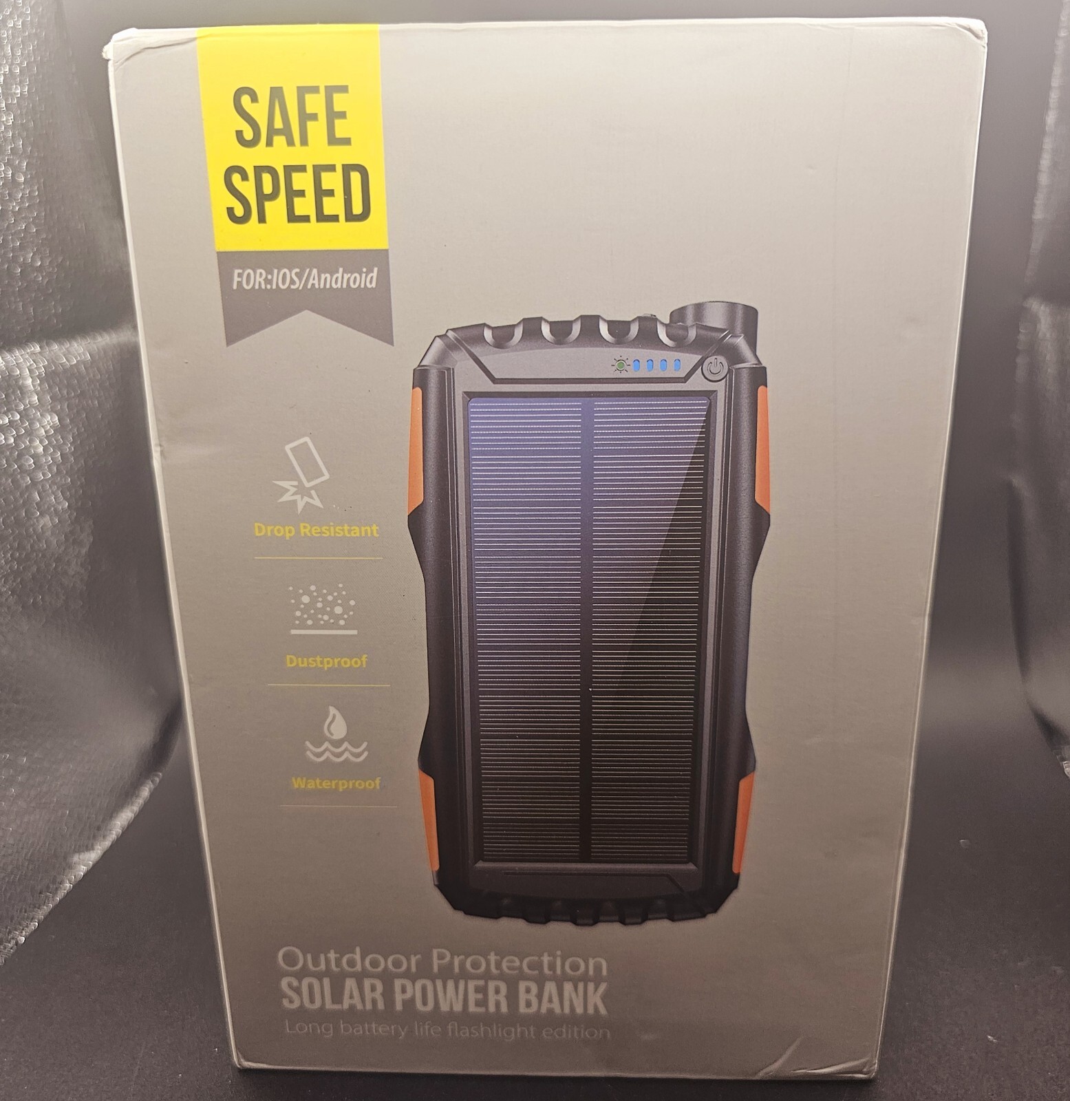 20000mAh Portable Solar Power Bank, 1 Piece Dual USB Output Port Waterproof