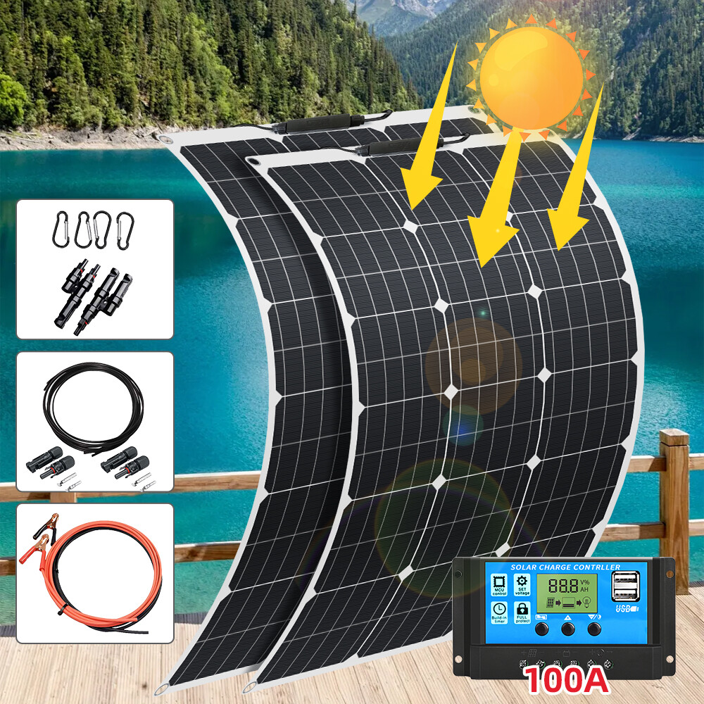 300W Flexible Solar Panel Kit 12V Mono Battery 100A controller for Caravan RV