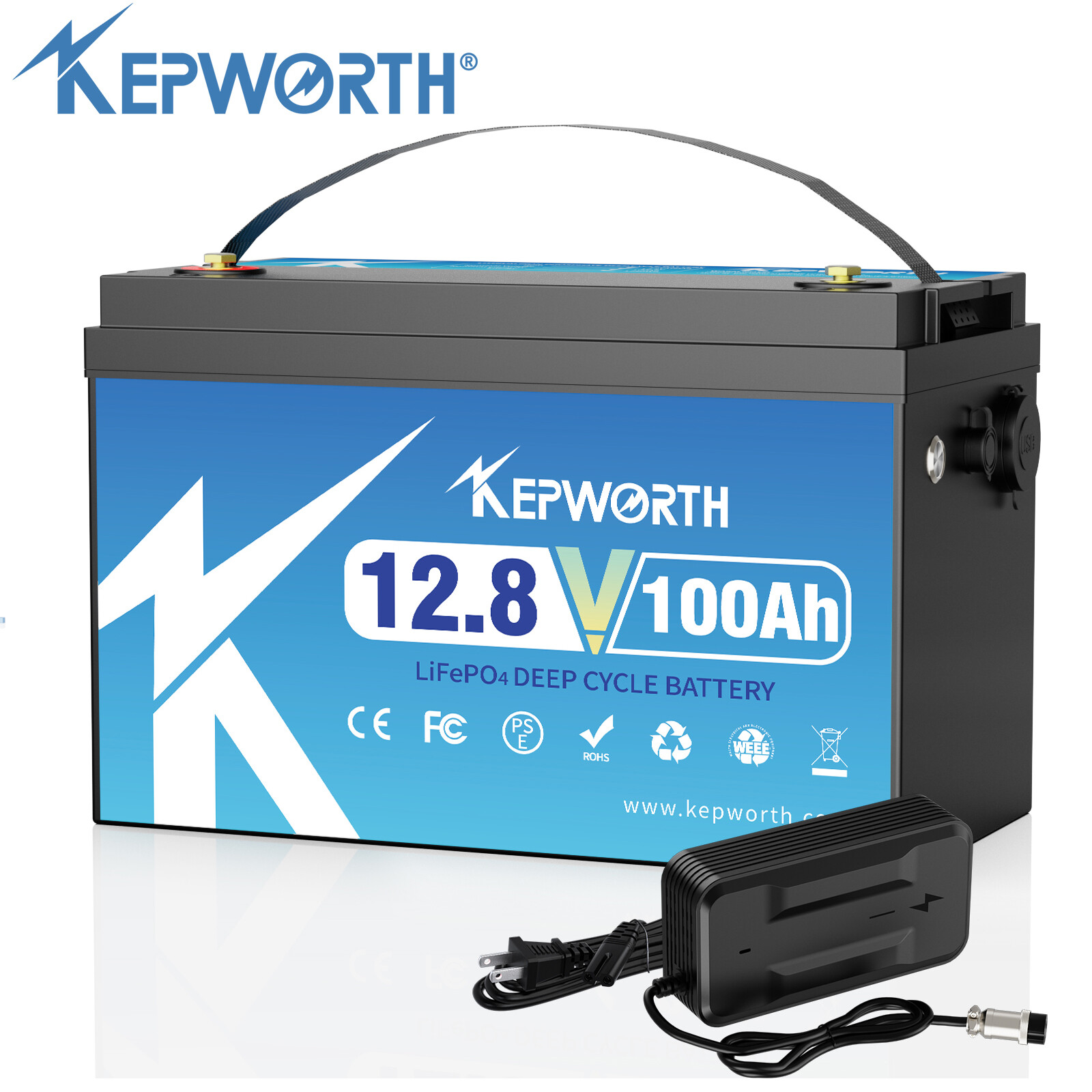 12V 100Ah LiFePO4 Lithium Battery 100A BMS 15000+Cycle for Solar RV +7A Charge