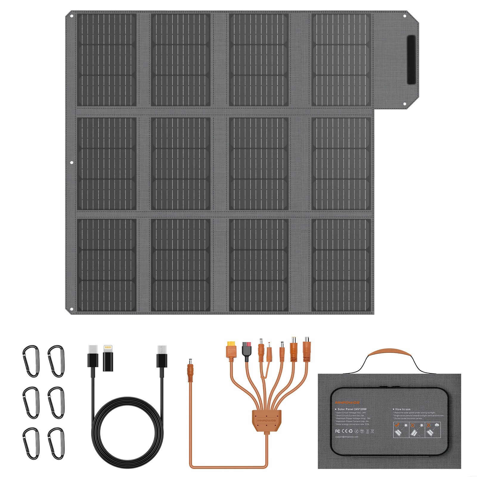 MHPOWOS 40W 80W 120W Portable Solar Panel Chargers IP65 Power Emergency Camping