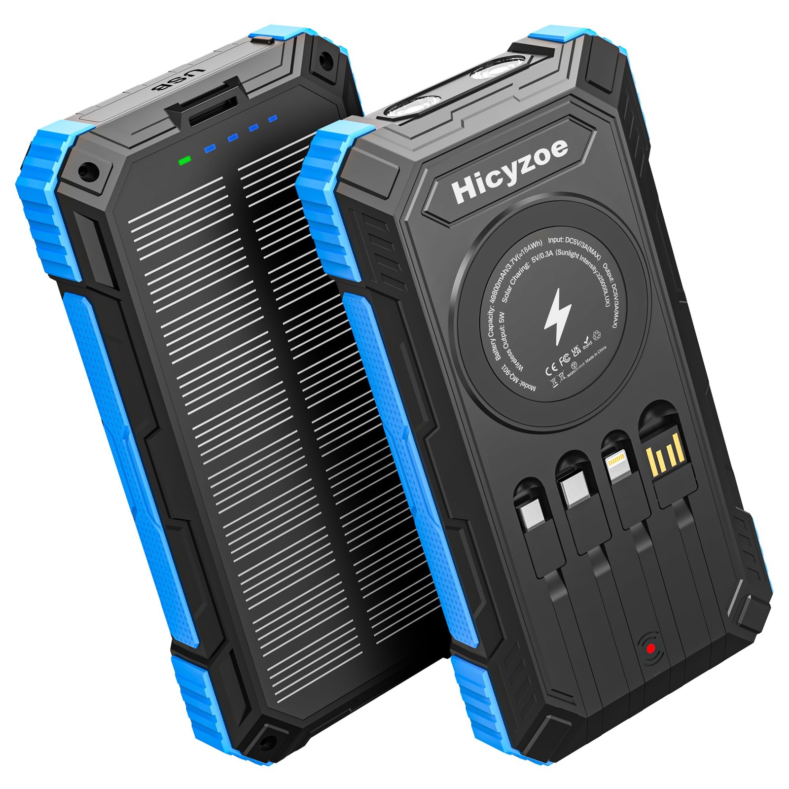 Solar Charger Power Bank, 49800mAh Wireless Portable Phone Charger, 15W QC3.0…