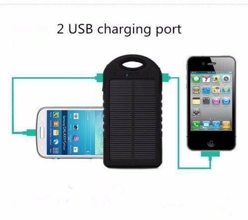 Waterproof 5000mAh Dual USB Portable Solar Charger Power Bank For Phone