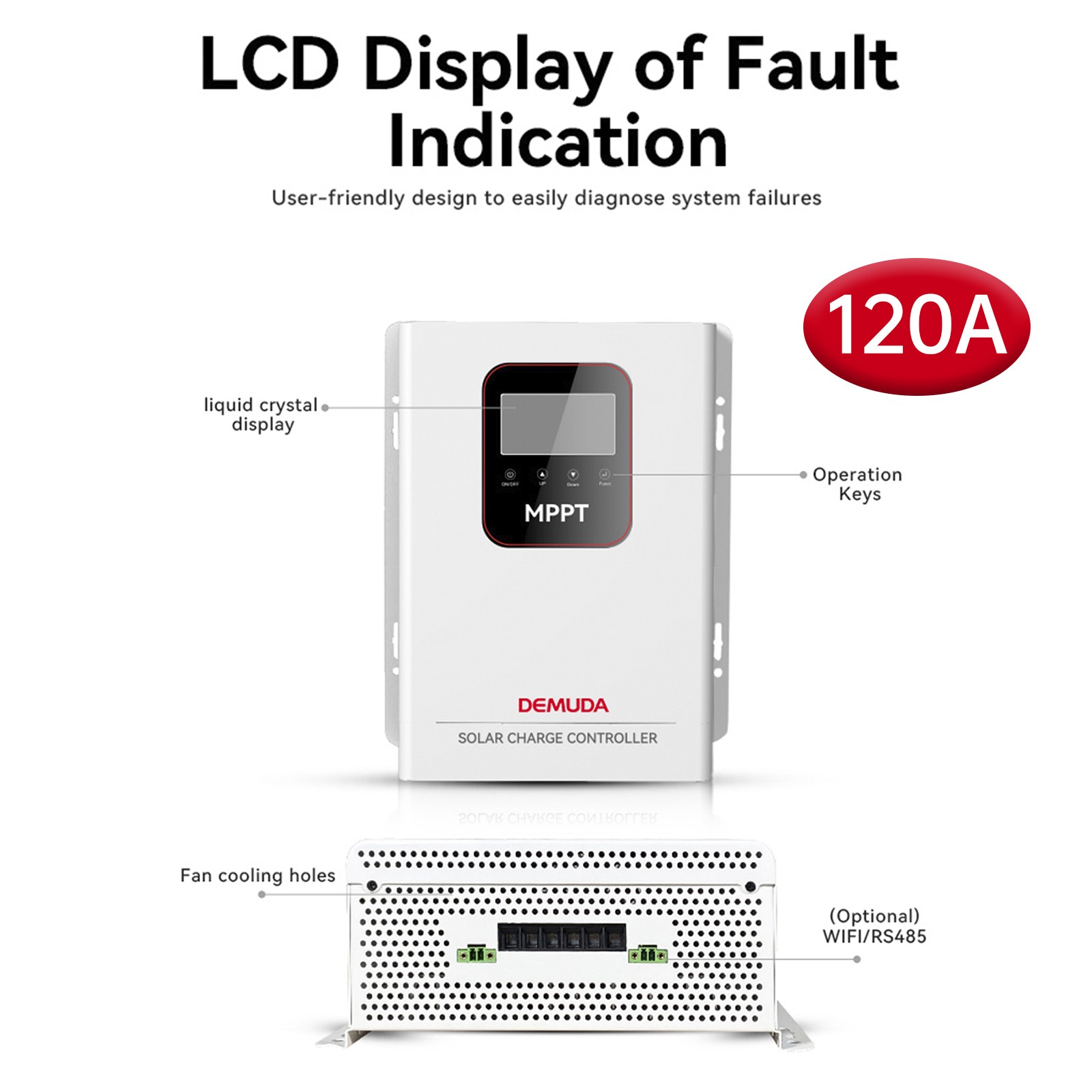 120A MPPT Solar Controller 12V/24V/48V/Auto Home Energy Storage Control System#