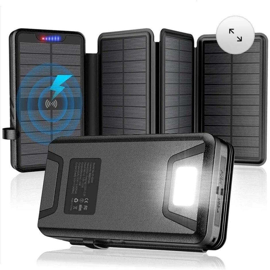 Holiday SALE! Solar Charger w/4 Solar Panels 38800mAh Power Bank, Powerful Light