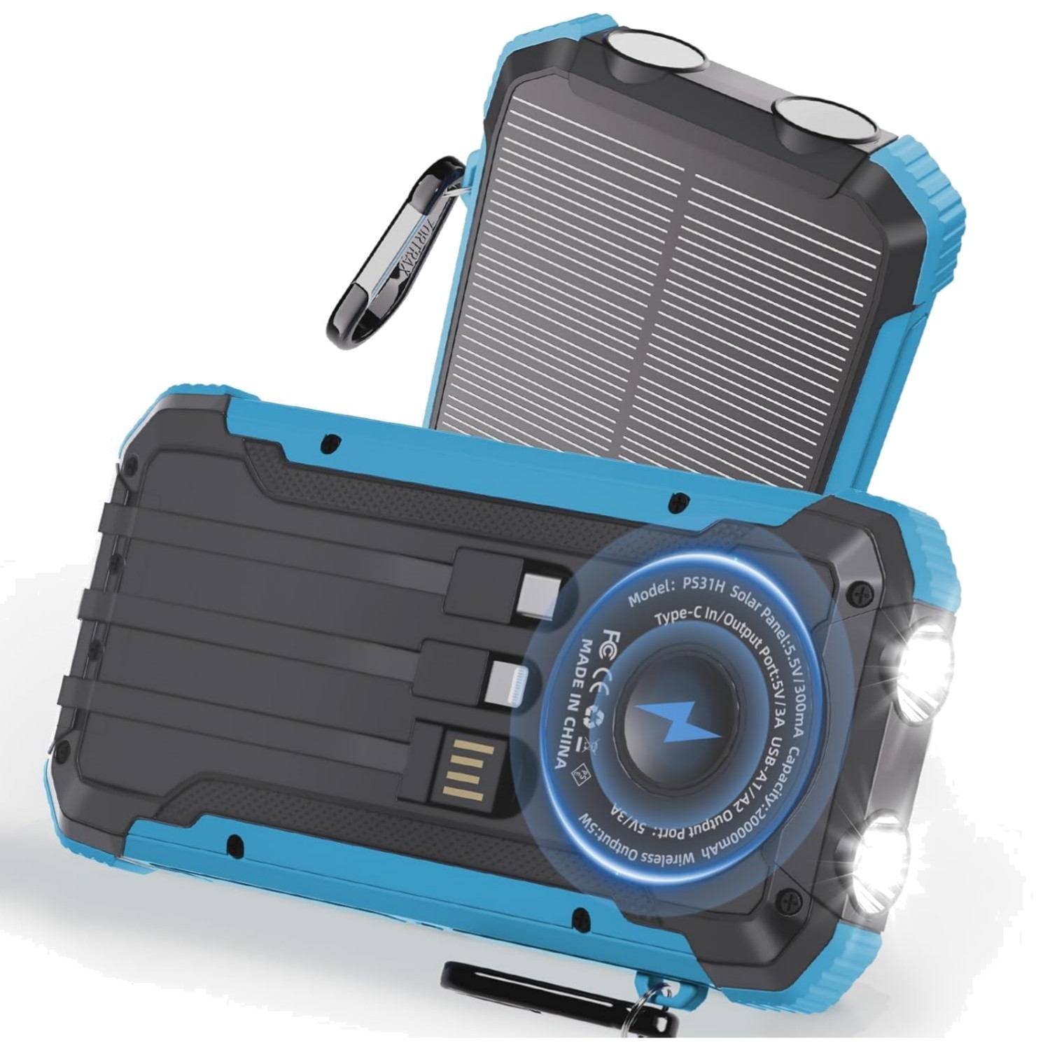 Solar Charger Power Bank 20,000mAh Portable Wireless Charger, Fast Charging E…