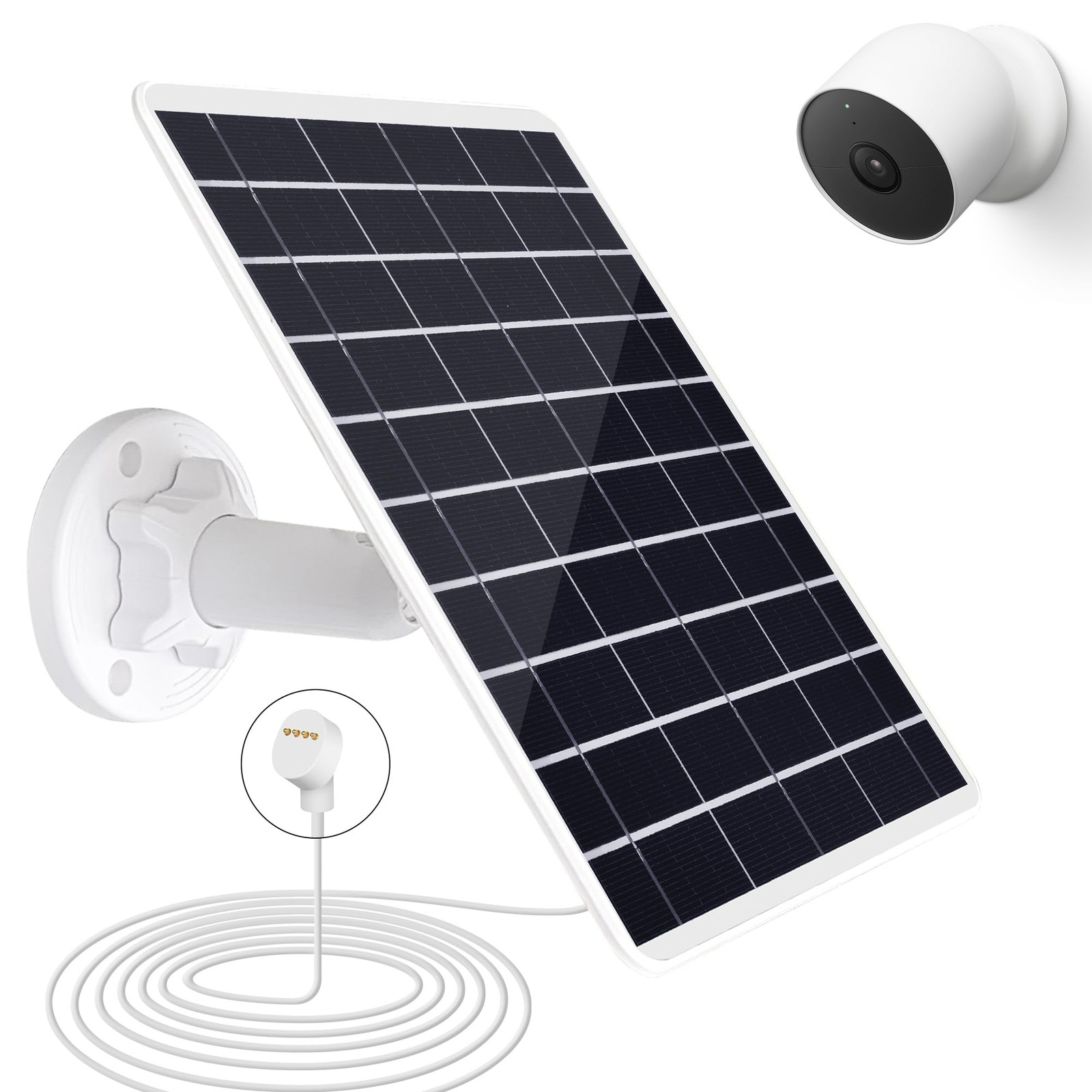 8W Solar Panel Compatible with Google Nest Camera Outdoor & Indoor (Battery V…