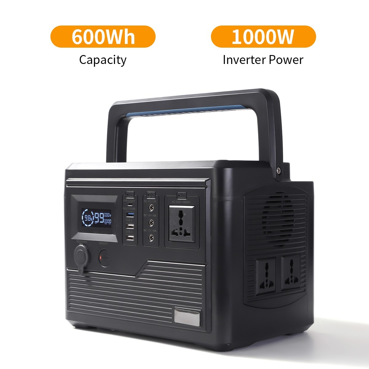 Portable Power Station 600Wh LiFePO4 | Solar RV Camping Emergency Backup