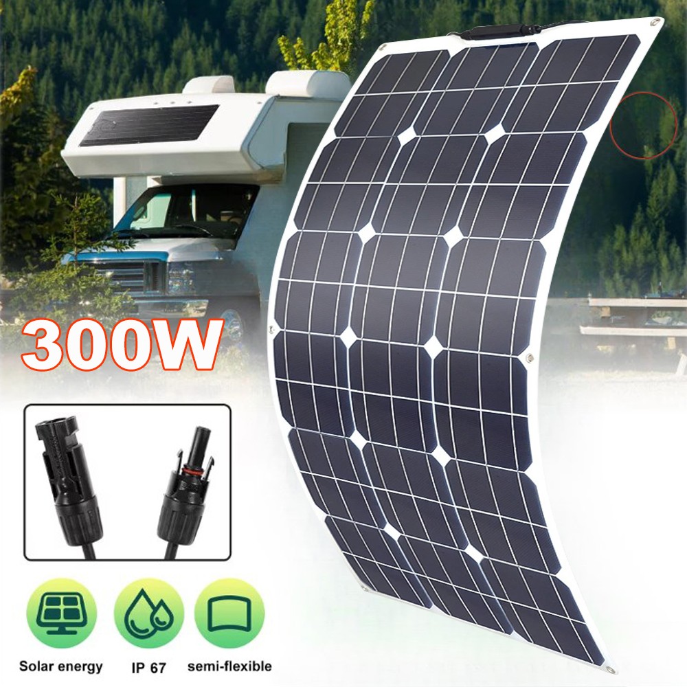 300W Watt Flexible Solar Panel 18V Mono Home RV Rooftop Camping Off-Grid Power