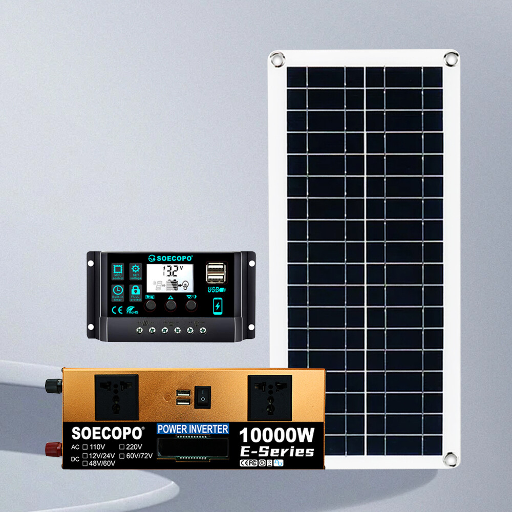 10000W Power Inverter Solar Generator W/ 200W Solar Panel Home Complete Kit