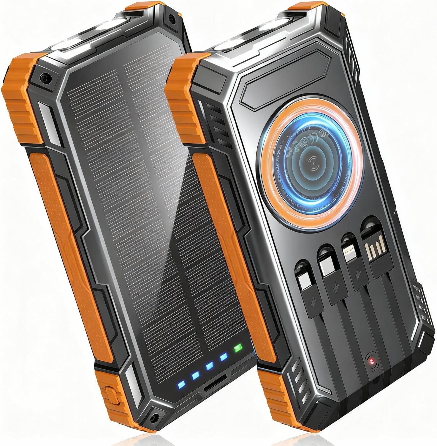 Solar Power Bank,49800mAh Wireless Portable Phone Charger with Orange