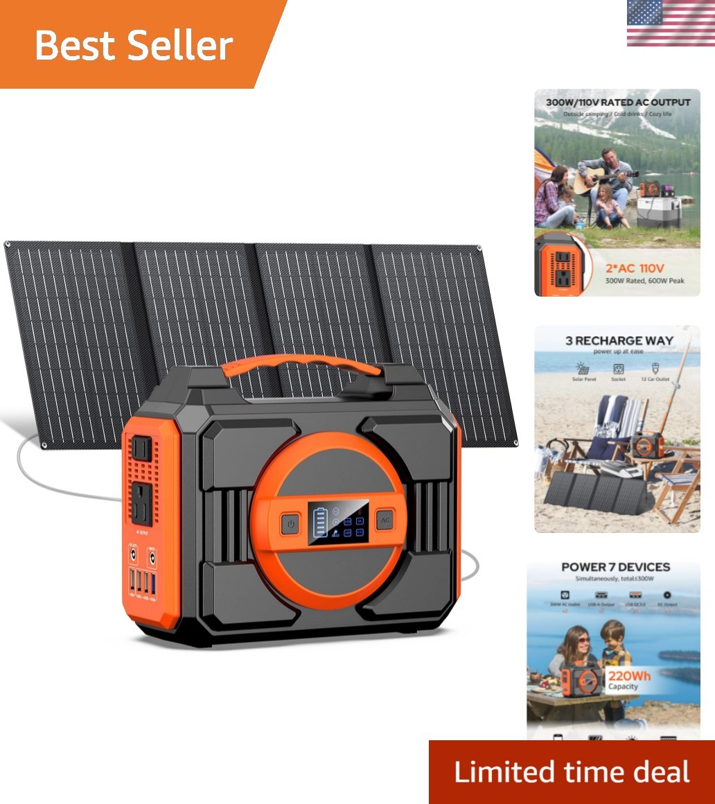 Solar Powered Generator 300W Rated, Portable Solar Generator Power Station wi…