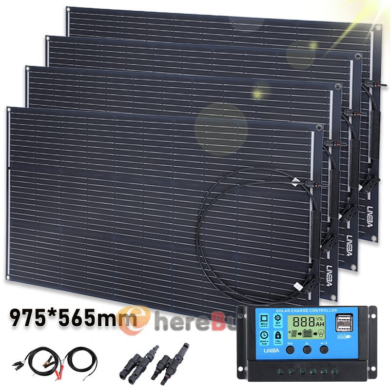 400W Solar Panel Kit Plug in Charger w/ Controller Caravan Boat RV Home Charging