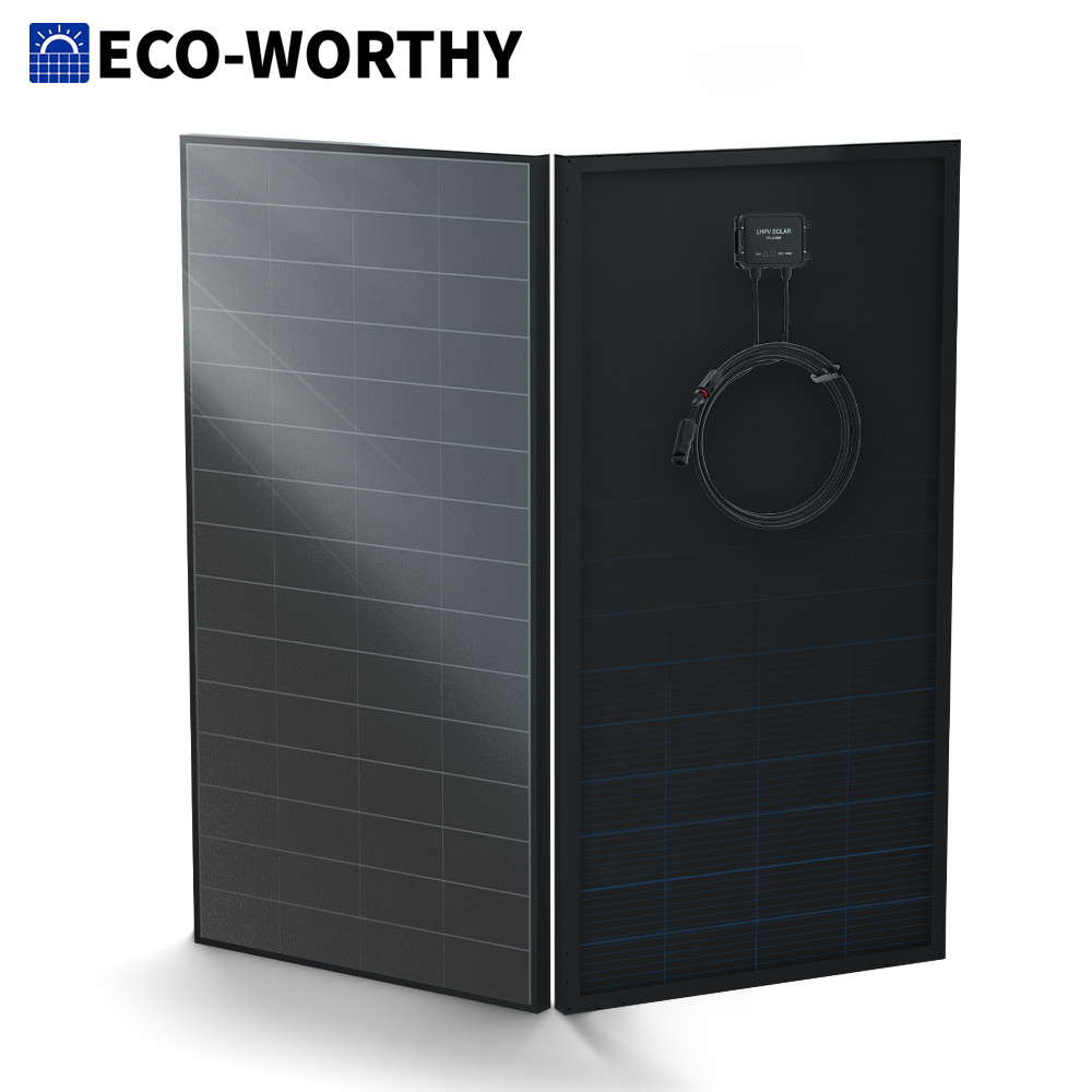 ECO-WORTHY 100W 200W 400W Solar Panel  25.2% High Efficiency All Black Home RV