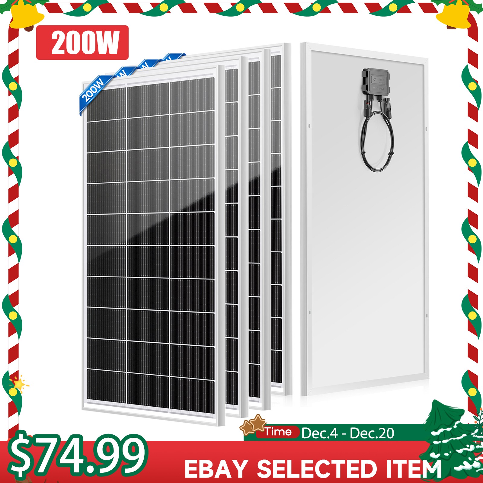 200W 400W 800W 1000W Mono Solar Panel 12V Off-Grid Camping Battery Home RV