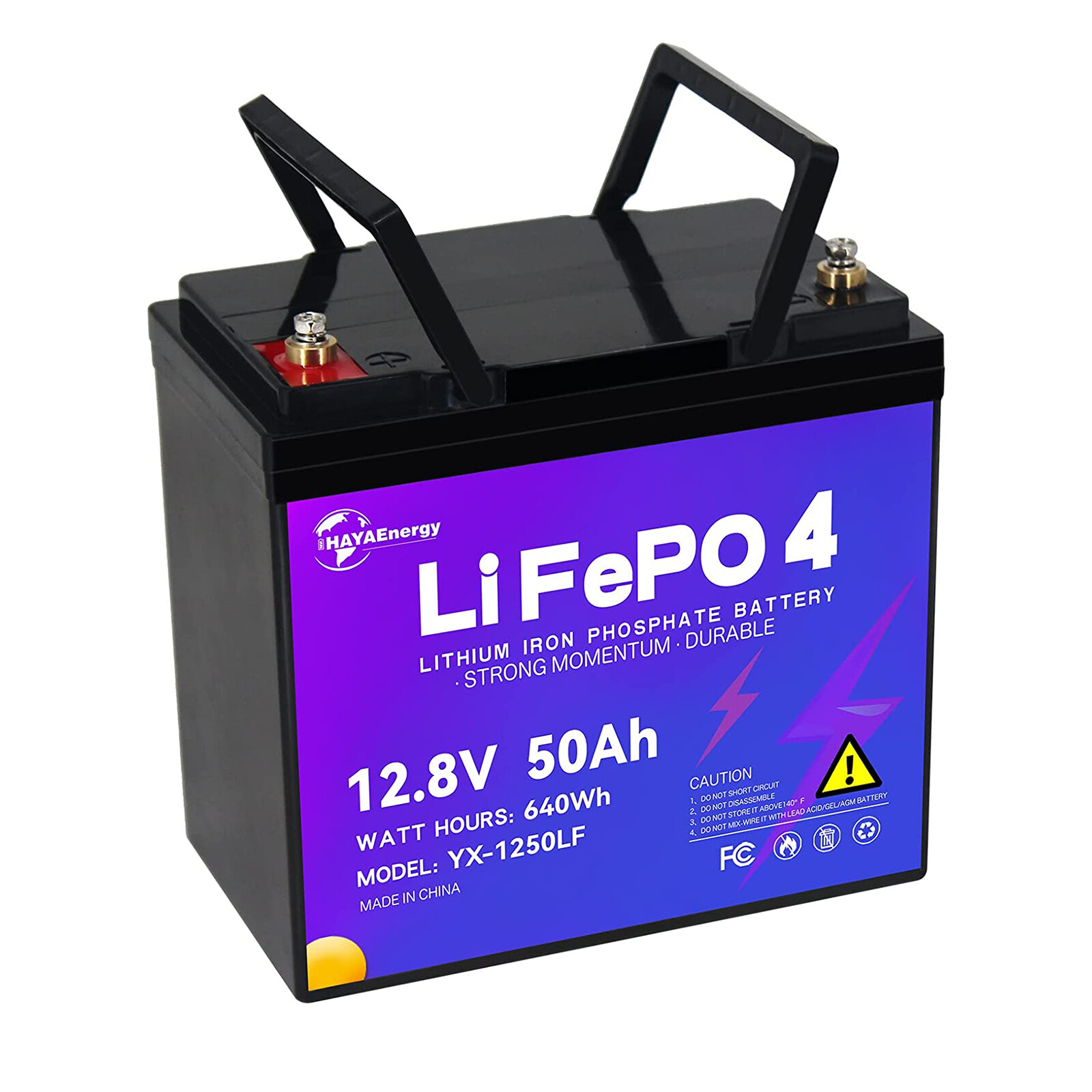 12V 50Ah LiFePO4 Lithium Battery Pack for Deep Cycle RV Marine Solar System 50A