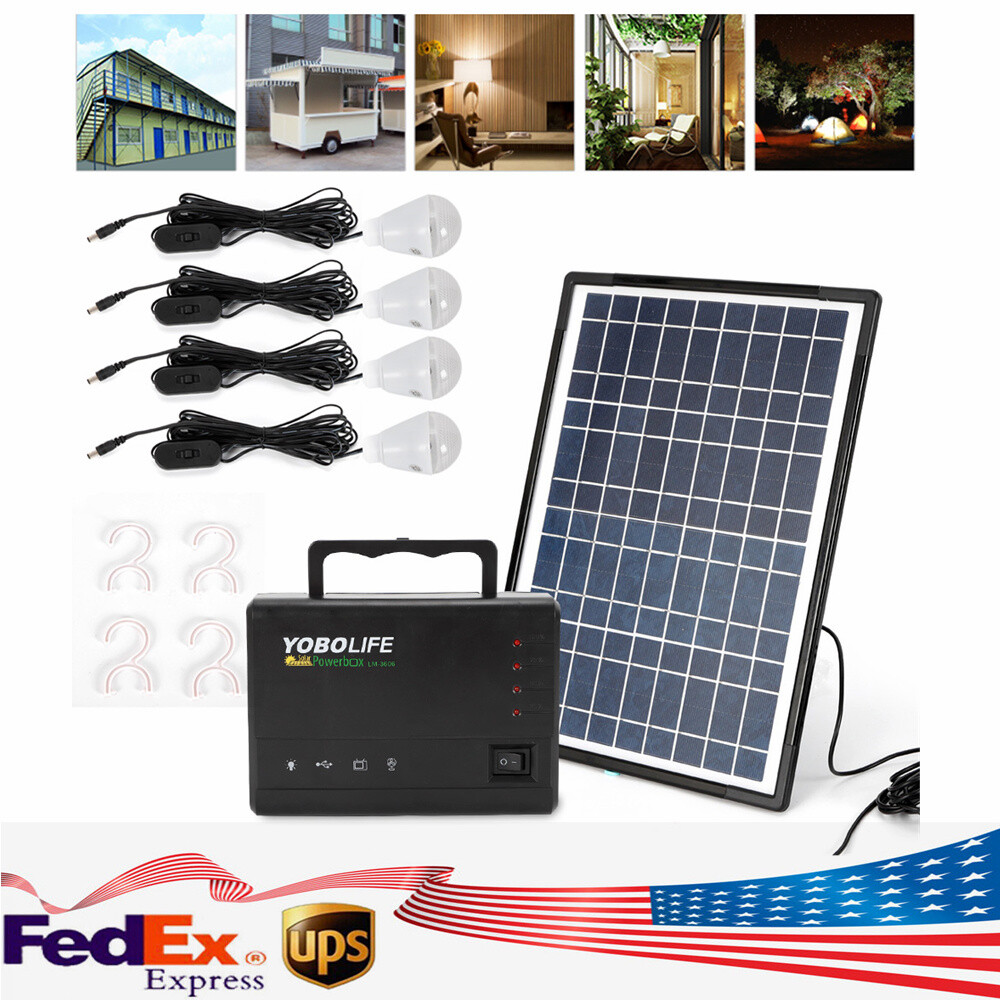 Portable Station Solar Panel Power Inverter Electric Generator Set +4 LED Light