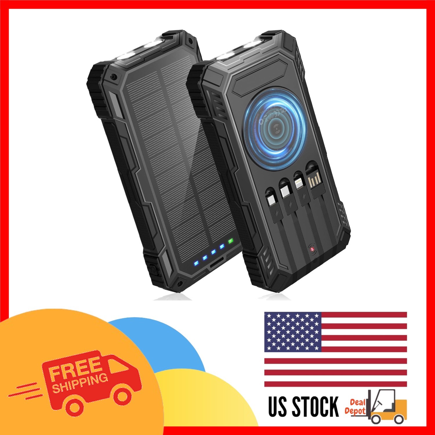 49800mAh Solar Power Bank: Wireless Charger with 22.5W Fast Charging