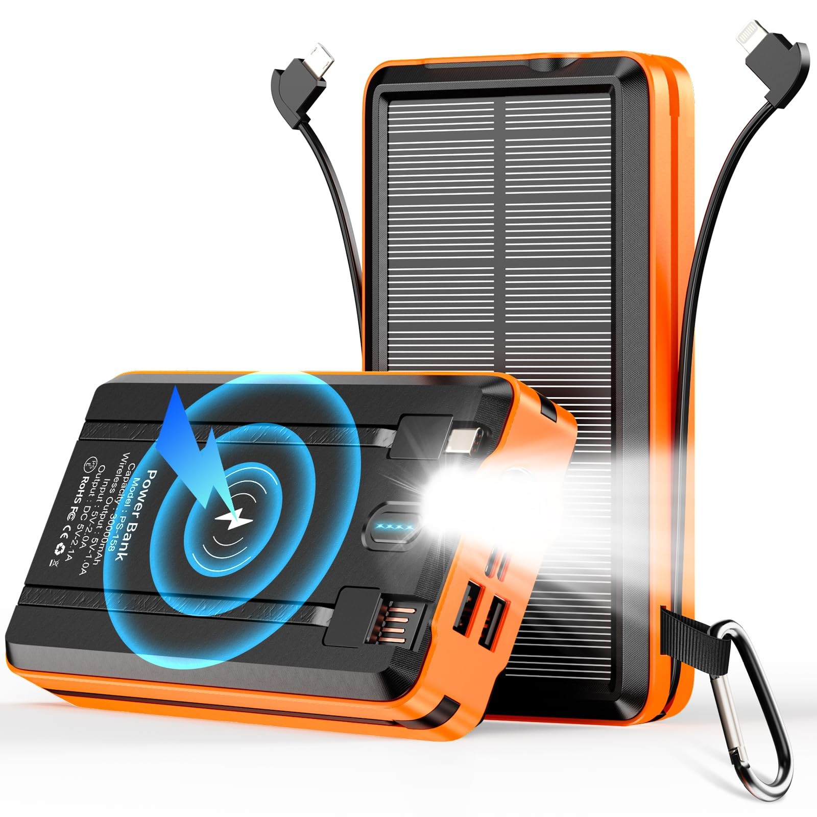 Portable Charger Solar Power Bank 52800mAh 5V/3A Fast Charging Battery Pack w…