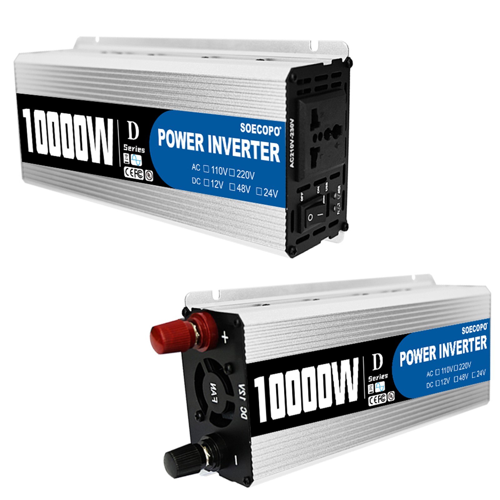 10000W Inverter (12V-110V/220V) + 2pcs Solar Panels + Charge Controller 100A