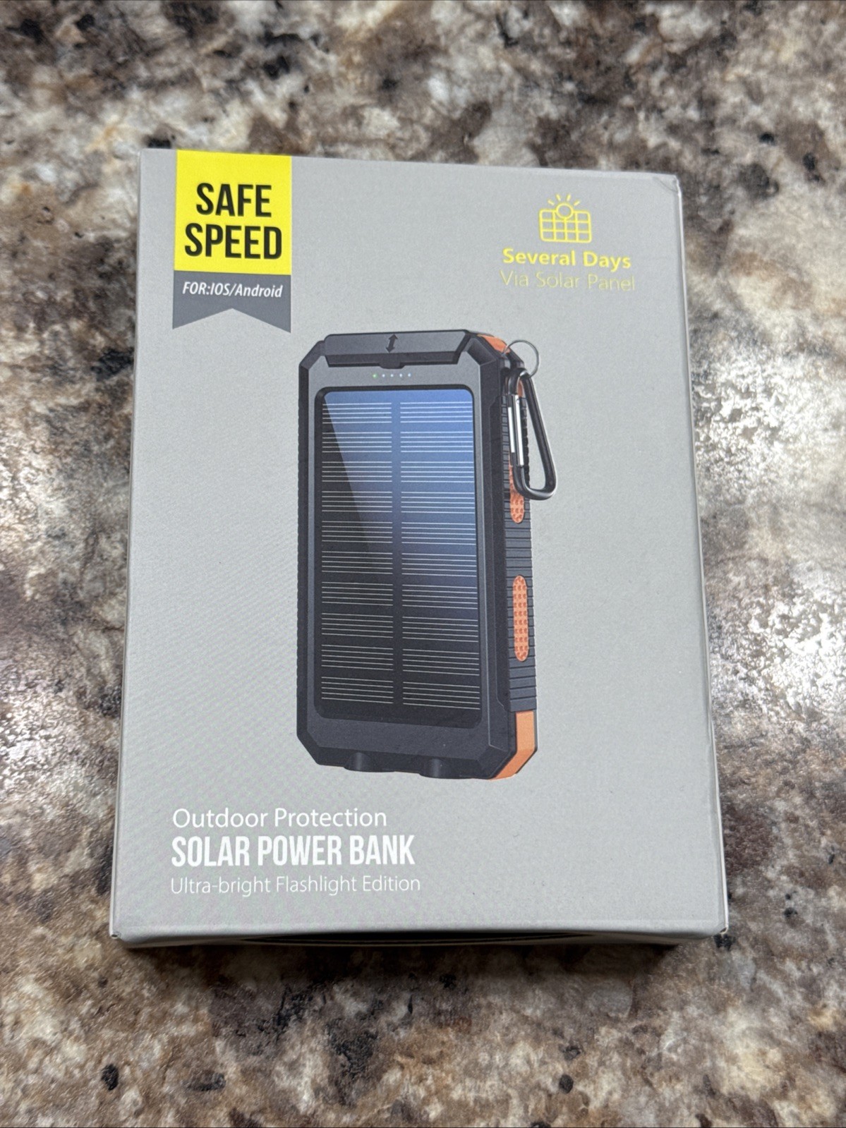 Compass Solar Power Bank – Carabiner – Flashlight – Phone Charger- Indicator