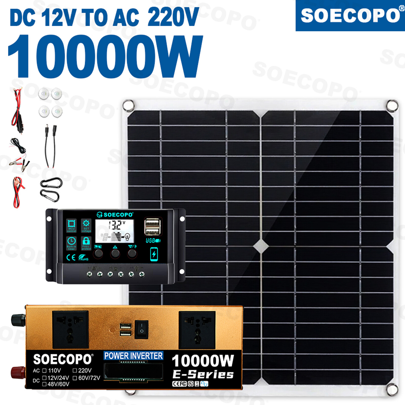 10000W Inverter Solar Panel Kit Solar Power Generator 100A Home 110V Grid Systza