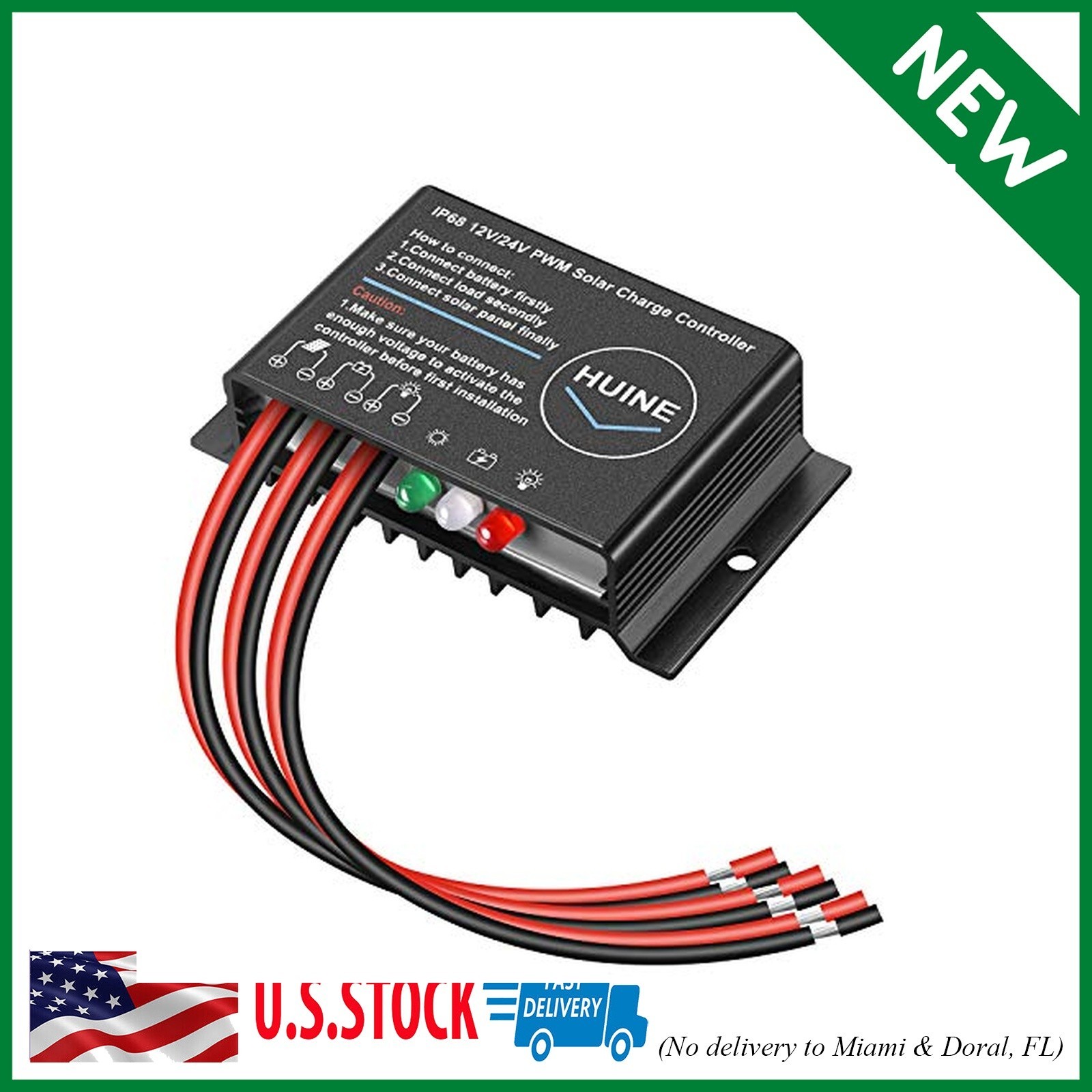 20A 12V 24V Auto IP68 Waterproof PWM Solar Charge Controller Solar Panel Battery