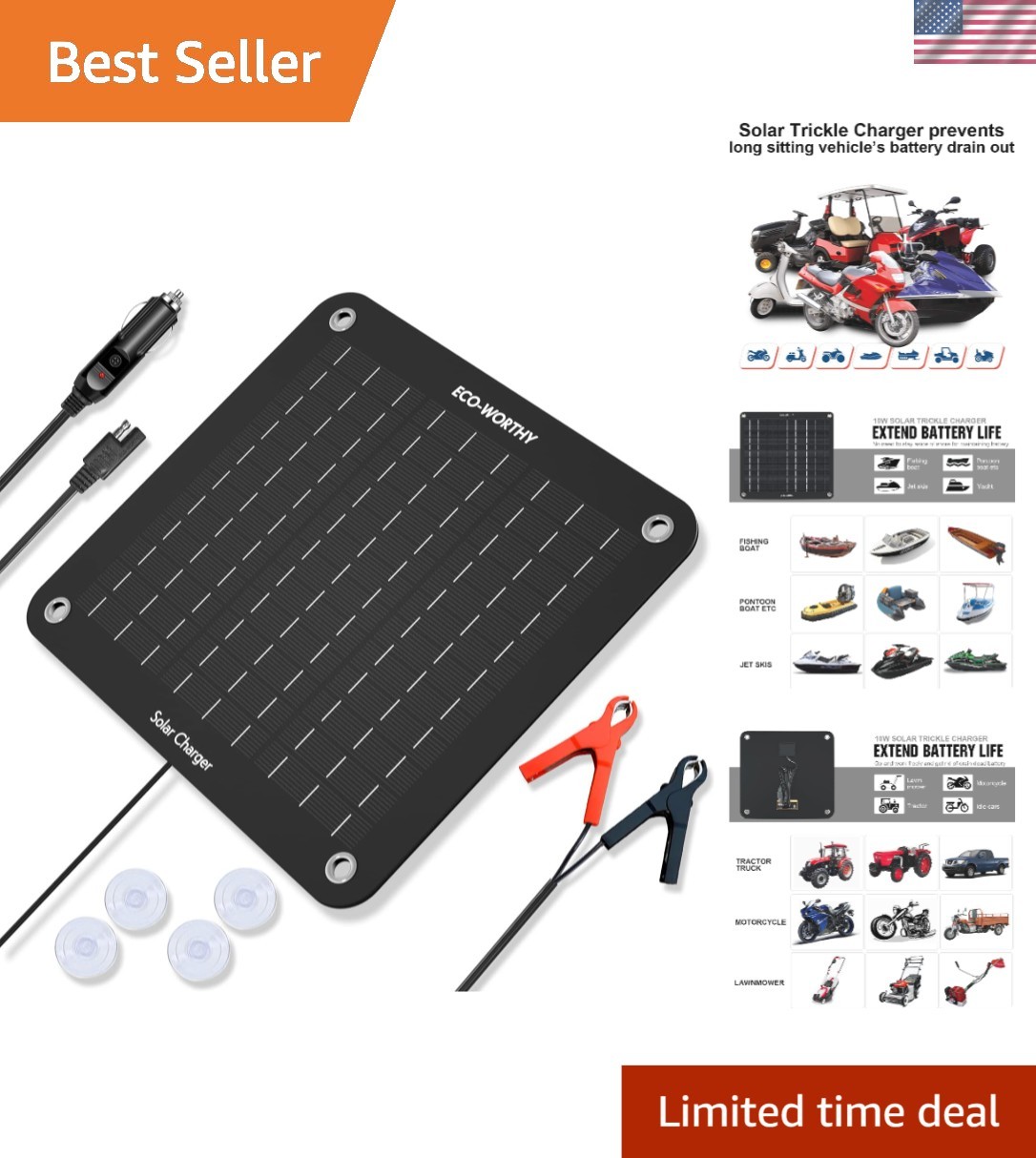 Portable 12V Solar Batteries Maintainer for Cars, Trucks, and Boats – Easy Setup