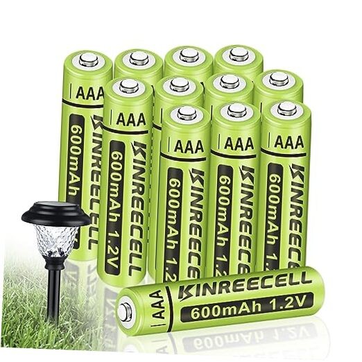 Rechargeable AAA 600mAh Batteries, Ni-MH Triple A Solar AAA 600mAh 12Pack