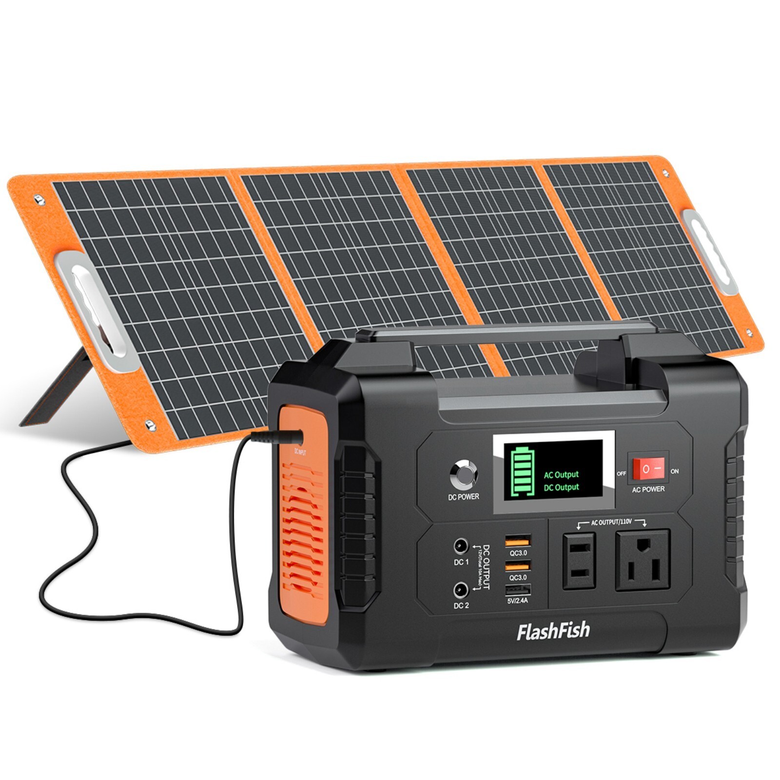 Flashfish Solar Generator Kit 200W Portable Power Station with Solar Panel 100W