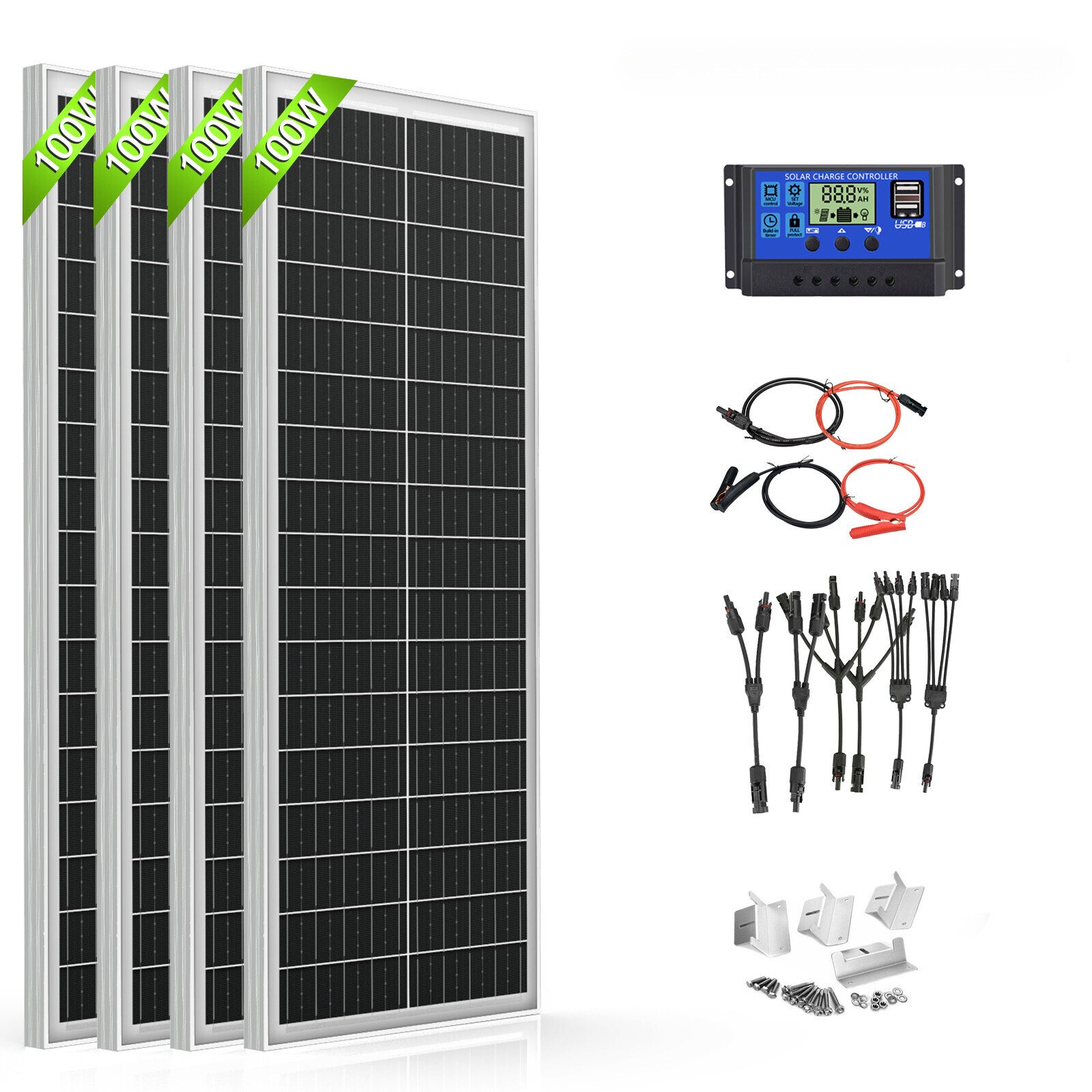 100W 200W 300W Watt Mono Solar Panel kit 12V RV Caravan Power Home Off Grid Boat