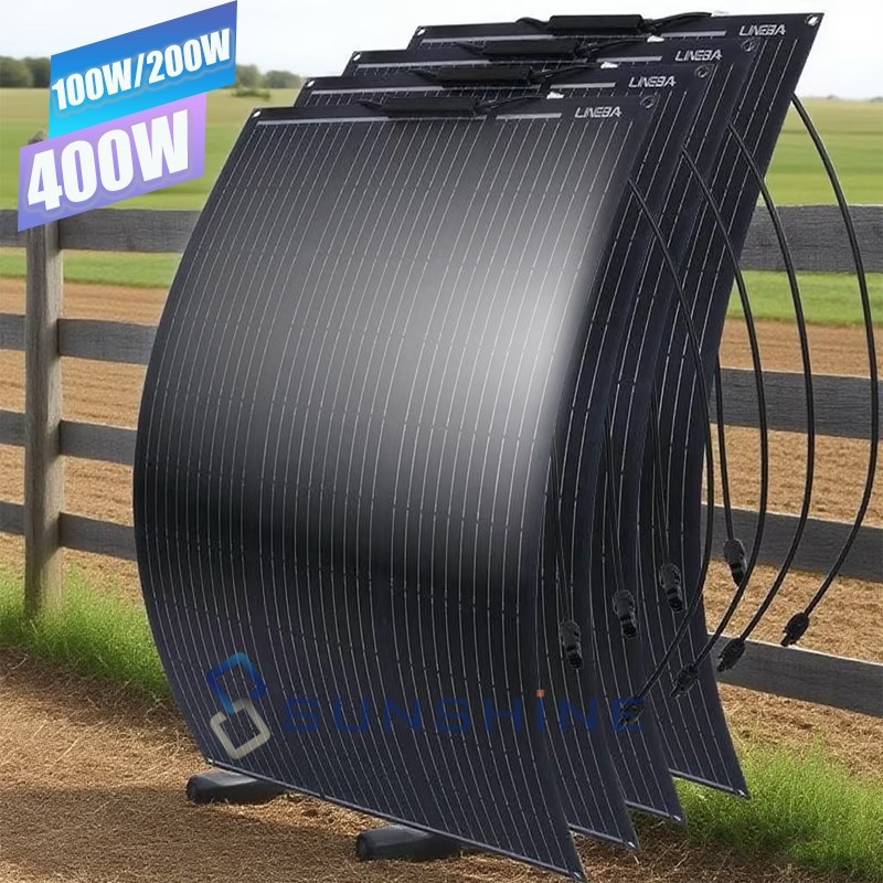200W 400W Flexible Mono Solar Panel for 12V Off-Grid Battery Charger RV Home
