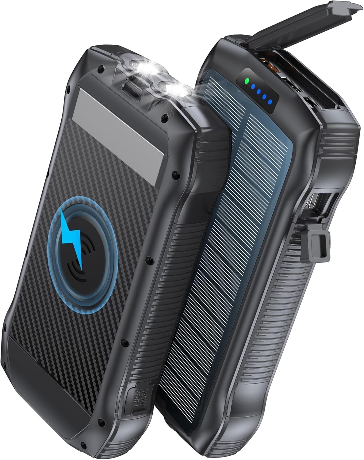 Solar Charger Power Bank, 40000mAh Wireless Portable QC3.0 PD Black