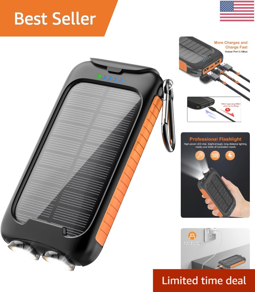 38800mAh Waterproof Solar Power Bank with Fast Charging – Outdoor Essential