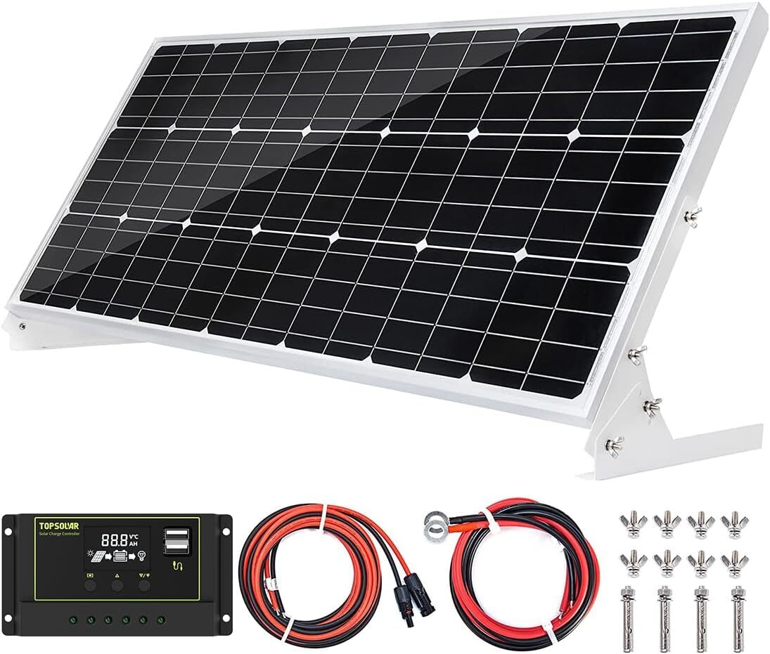 Topsolar 100W 12V Solar Panel Kit Battery Charger 100 Watt 12 Volt Off