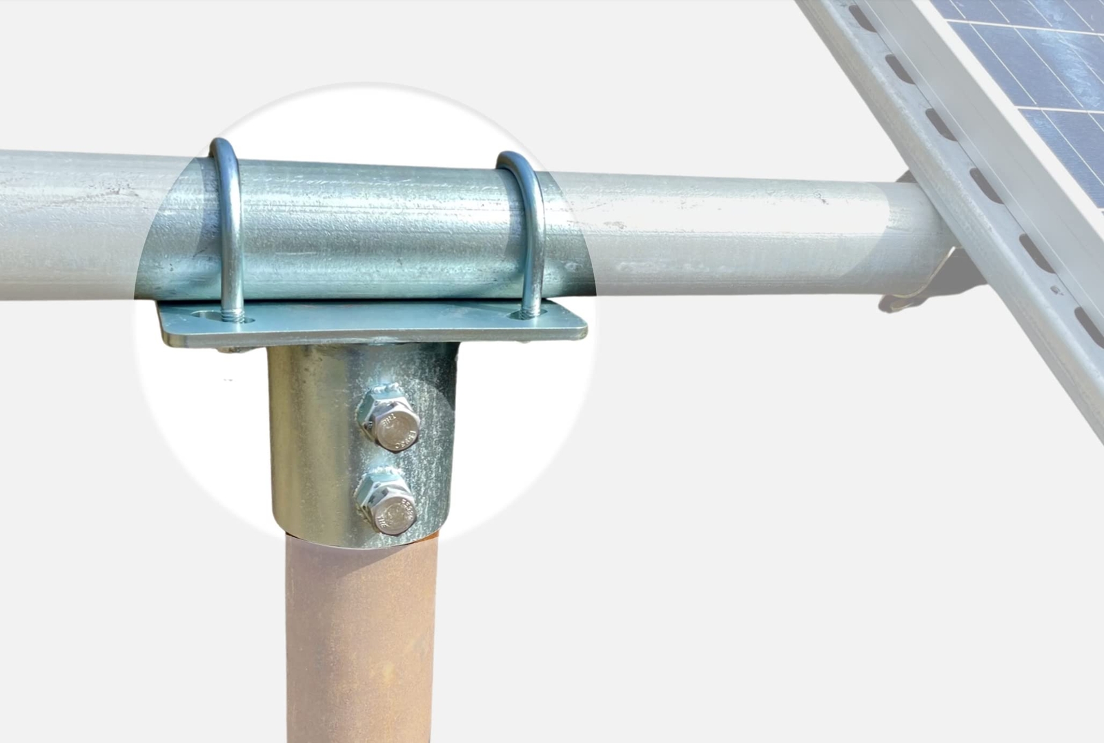 Solar Panel Array Ground Mounting Bracket Top Cap 2″ (2 3/8″ OD) Pipe