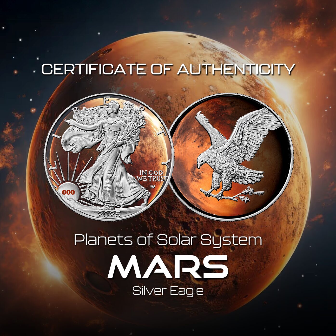 2025 American Eagle Solar System Series Mars Edition 1 oz Silver Coin