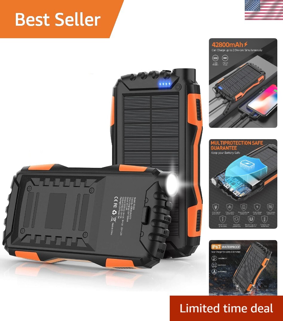 Solar Charger, Power Bank, 42800mAh Portable Charger Power Bank External Batt…