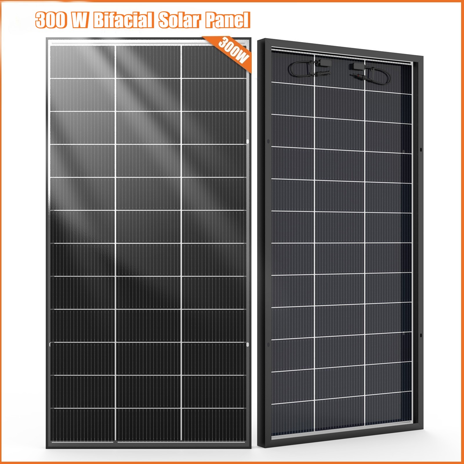 Bifacial 300W Watt 12V Solar Panel 18BB Mono HighEfficiency PV for Sunsh/RV/Home