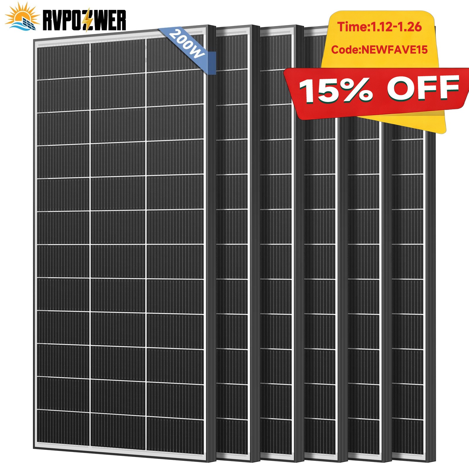 200W 1200W Bifacial Solar Panels 12V Mono 18BB High-Efficiency PV Home Off-Grid