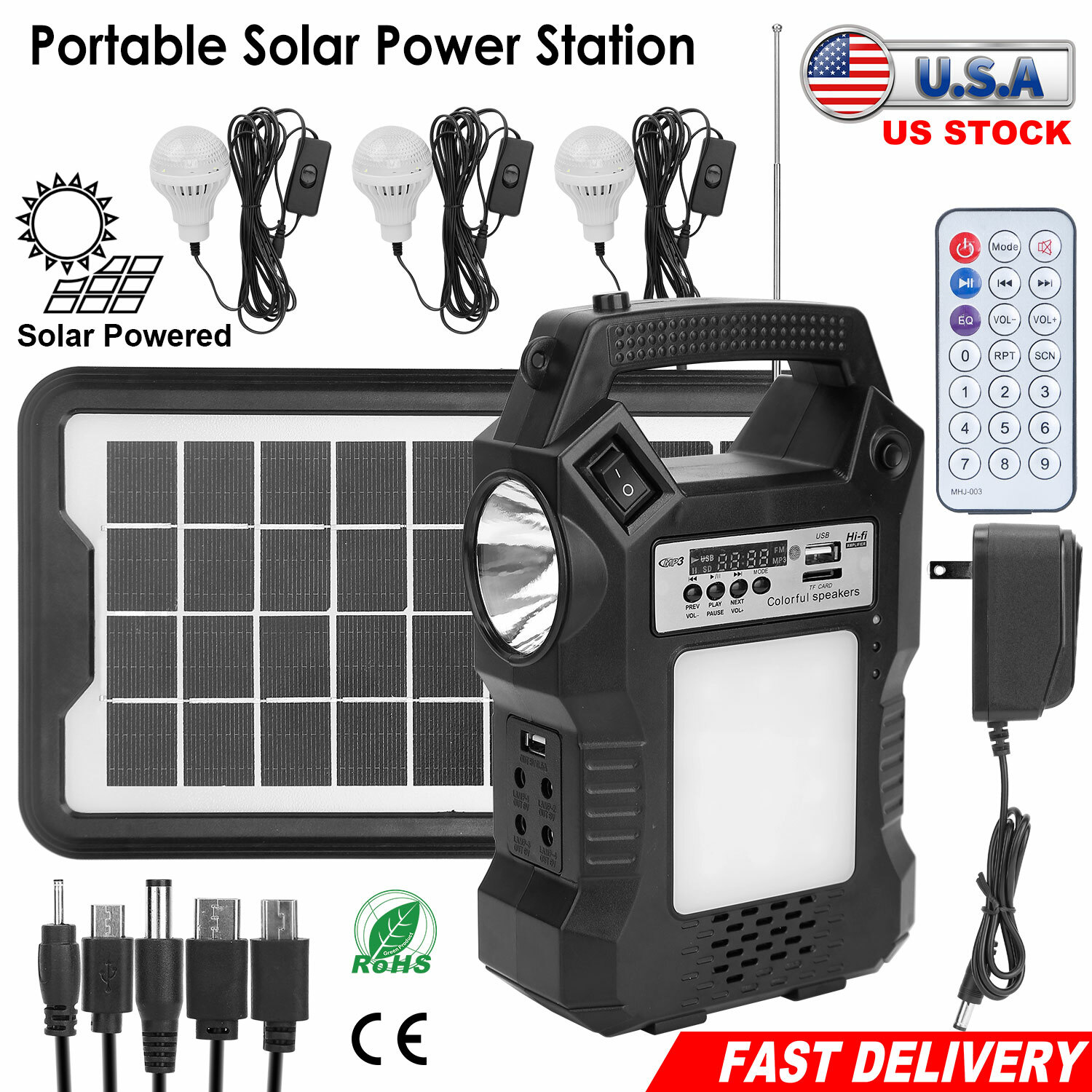 Portable Solar Power Station Generator for Camping Emergency w/ LED Lights 30H