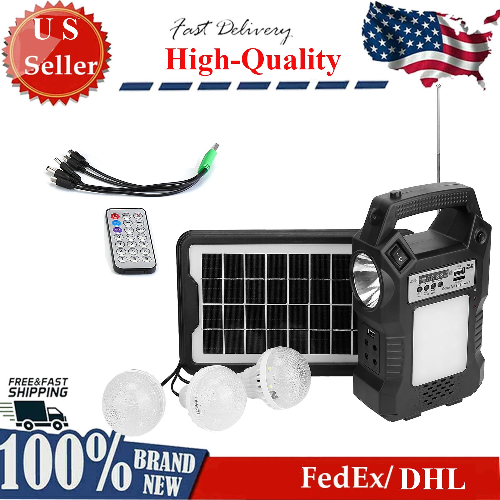 Portable Solar Power Station Generator Rechargeable Backup Emergency Power Bank