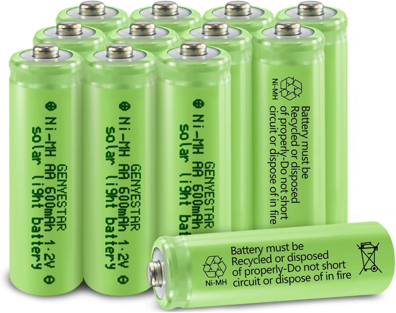 Solar Lights Batteries AA 600Mah 1.2V Ni-Mh Rechargeable AA Solar Battery for Ga