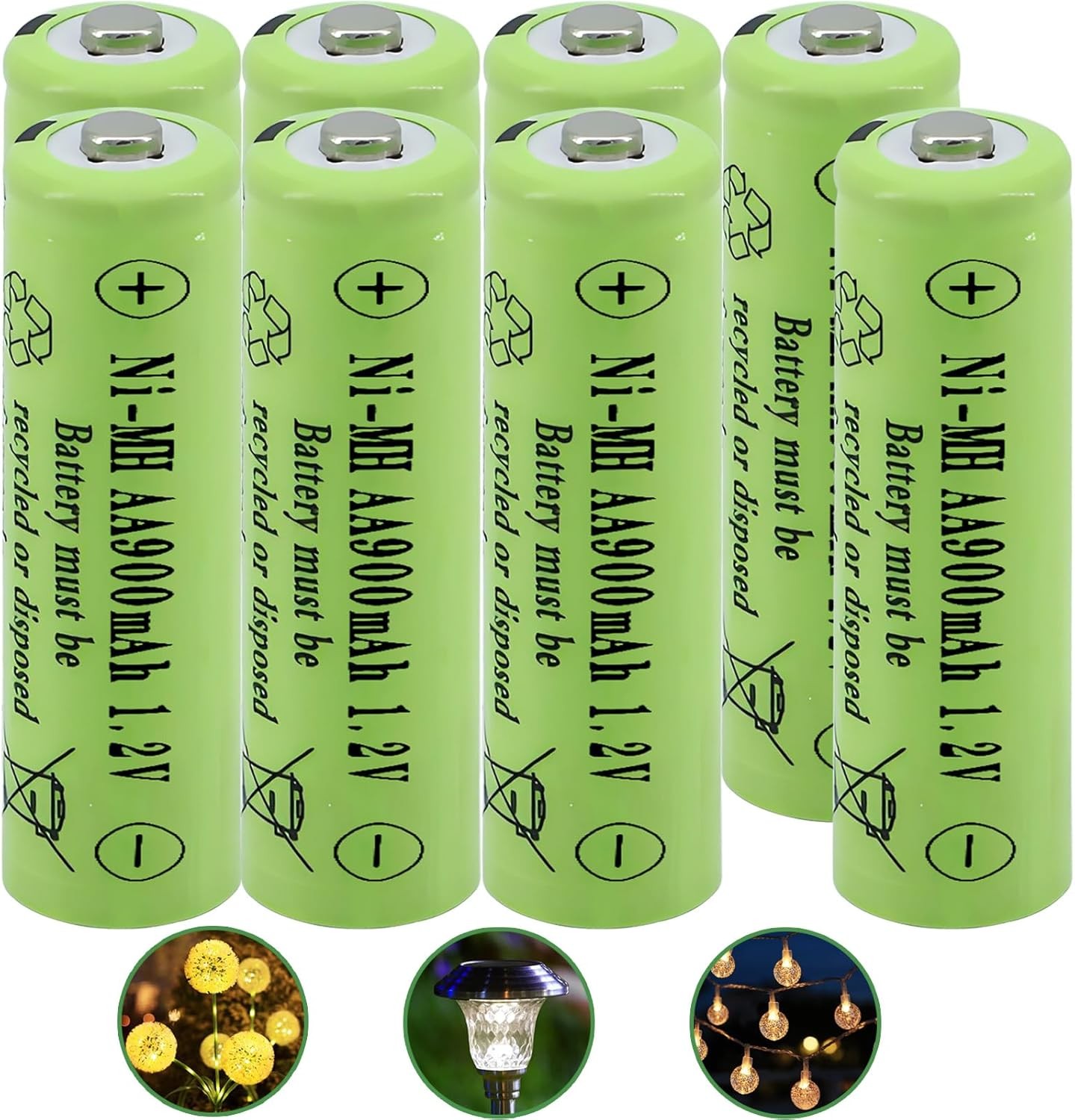 1.2v AA 900mAh Ni-MH Rechargeable Batteries,Double A Pre-Charged 2A Solar…