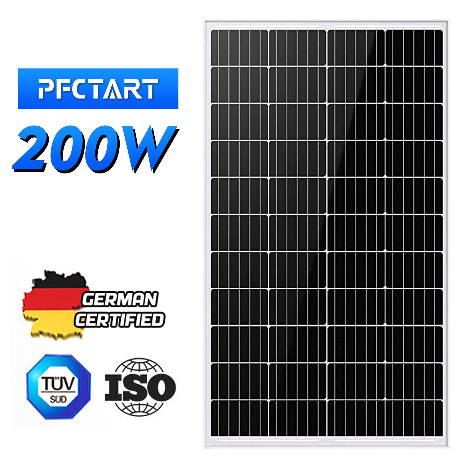 200W Watt 12V Monocrystalline Solar Panel For RV Camping Home Off Grid Golf Boat