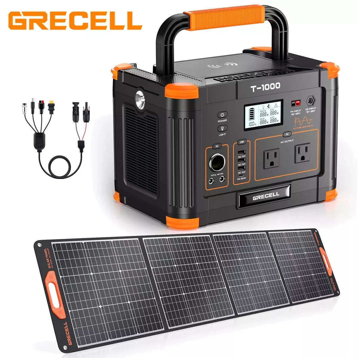 Portable Power Station 2000W Peak Generator Battery / 200W Solar Panel Kit