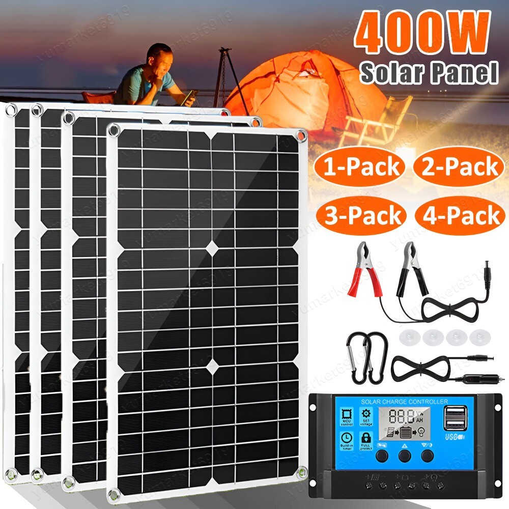 400 Watts Solar Panel Kit 100A 12V Battery Charger w/Controller Caravan Boat LOT