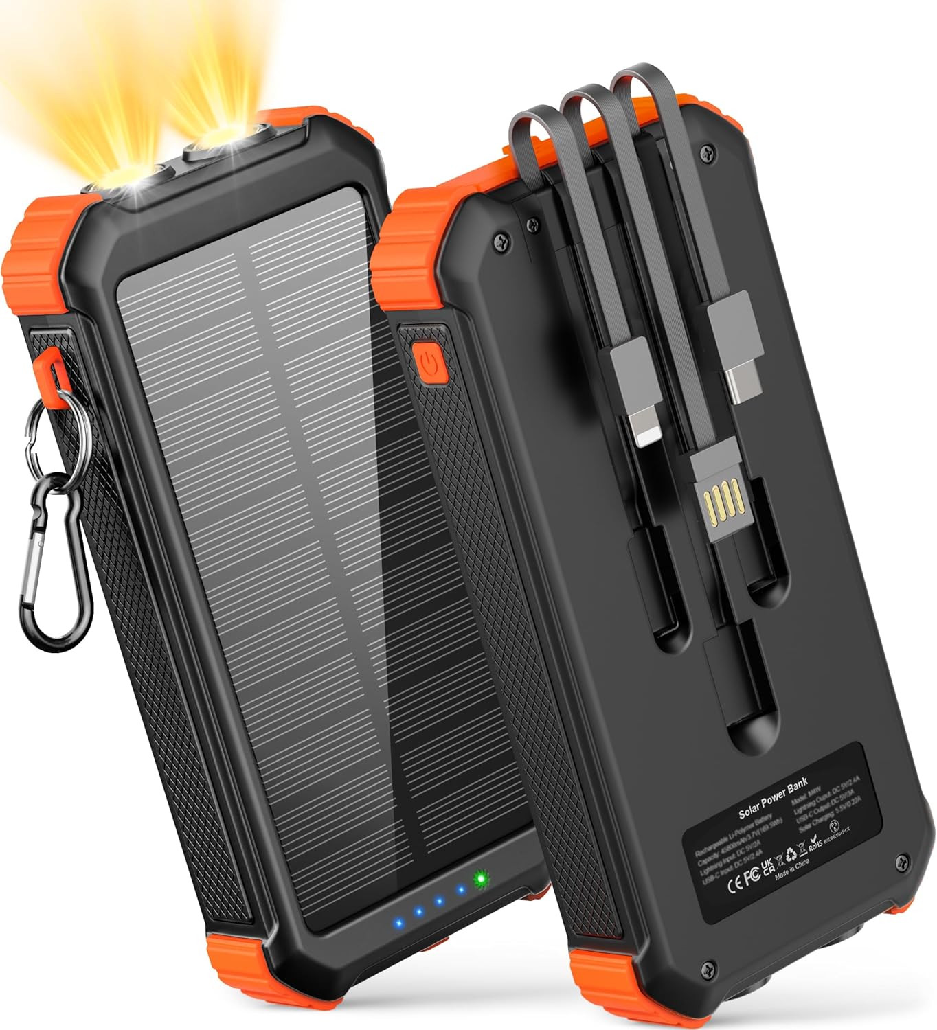 45800Mah Solar Charger Power Bank, Portable Phone Charger with 5V3.1A QC 3.0 Fas