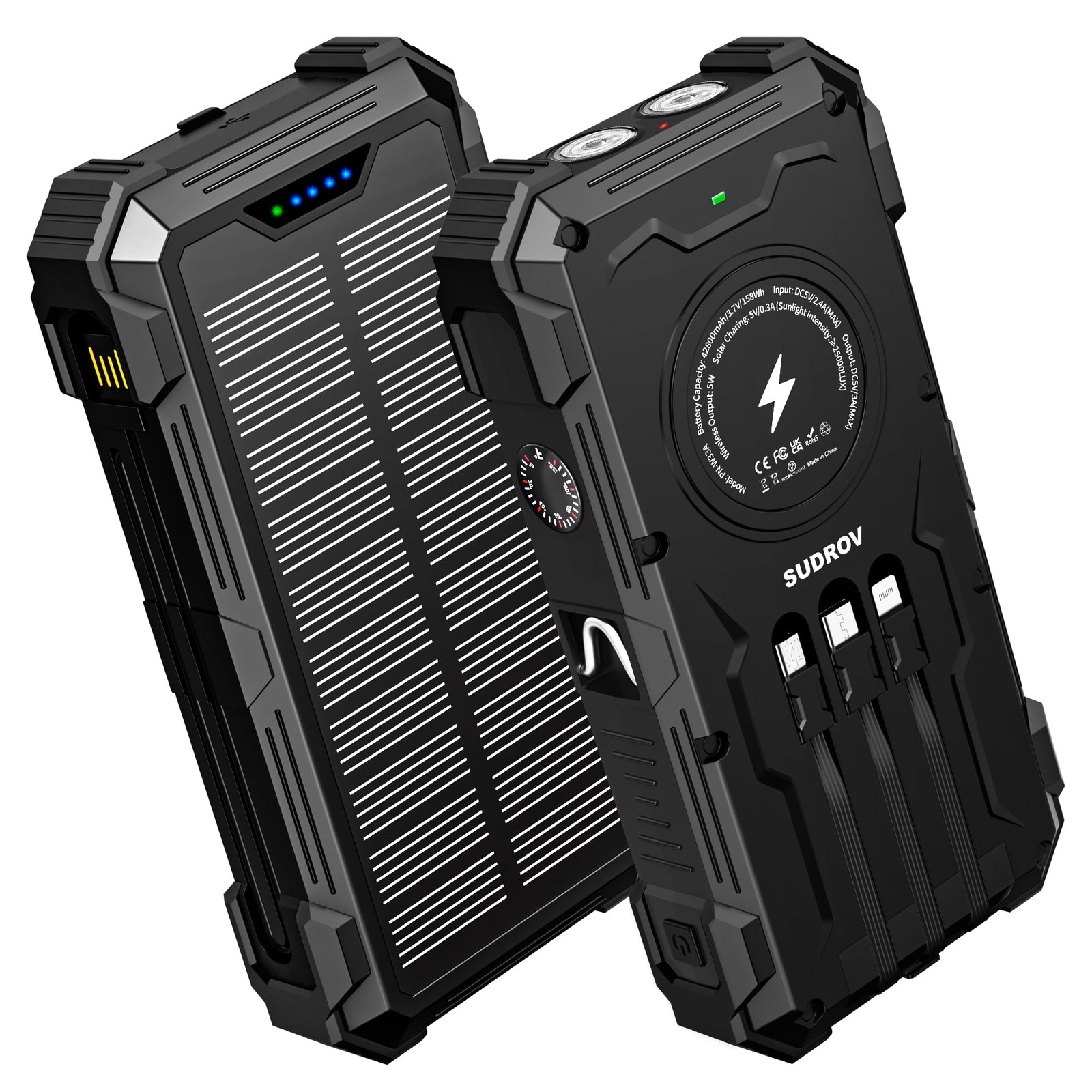 Solar Charger Power Bank, 42800mAh Wireless Portable Charger with USB-C in/Ou…