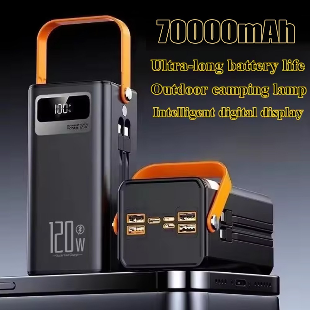 120W 70000mAh Power Bank Portable Charger External Battery for Cell Phone 7 Port